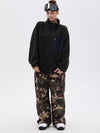 Women's Faux Sherpa Full-Zip Fleece & Double Knee Freestyle Baggy Snow Pants