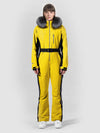 Womens Winter Chic Fur Hood One Piece Ski Jumpsuit Overall Ski Suit