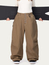 Women's Raw Utility Rivet Workwear Denim Snow Pants – Double Back Pocket Oversized Fit