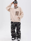 Women's Faux Sherpa Full-Zip Fleece & Double Knee Freestyle Baggy Snow Pants