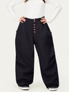 Women's Raw Utility Rivet Workwear Denim Snow Pants – Double Back Pocket Oversized Fit