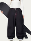 Women's Raw Utility Rivet Workwear Denim Snow Pants – Double Back Pocket Oversized Fit