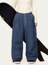 Women's Raw Utility Rivet Workwear Denim Snow Pants – Double Back Pocket Oversized Fit