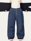 Women's Raw Utility Rivet Workwear Denim Snow Pants – Double Back Pocket Oversized Fit