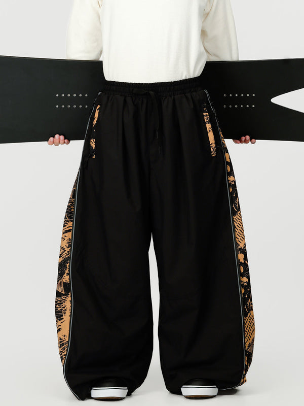 Men's Hyper Flux Side Zip Graffiti Panel Extra Baggy Freestyle Snow Pants