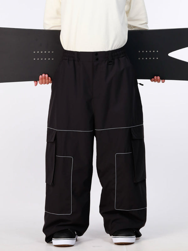 Men's Nightline Park Rider Reflective Trim Cargo Pockets Baggy Snow Pants