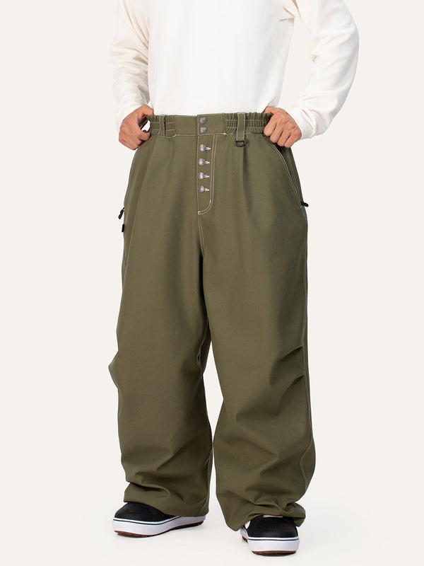 Men's Raw Utility Rivet Workwear Denim Snow Pants – Double Back Pocket Oversized Fit