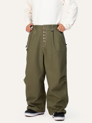 Men's Raw Utility Rivet Workwear Denim Snow Pants – Double Back Pocket Oversized Fit