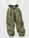 Women's Urban Vibe Workwear-Inspired Rivet-Trim Wide Fit OG Baggy Snow Pants
