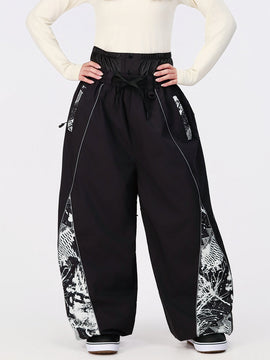Women's Hyper Flux Color Graffiti Panel Reflective Line Jogger Baggy Snow Pants