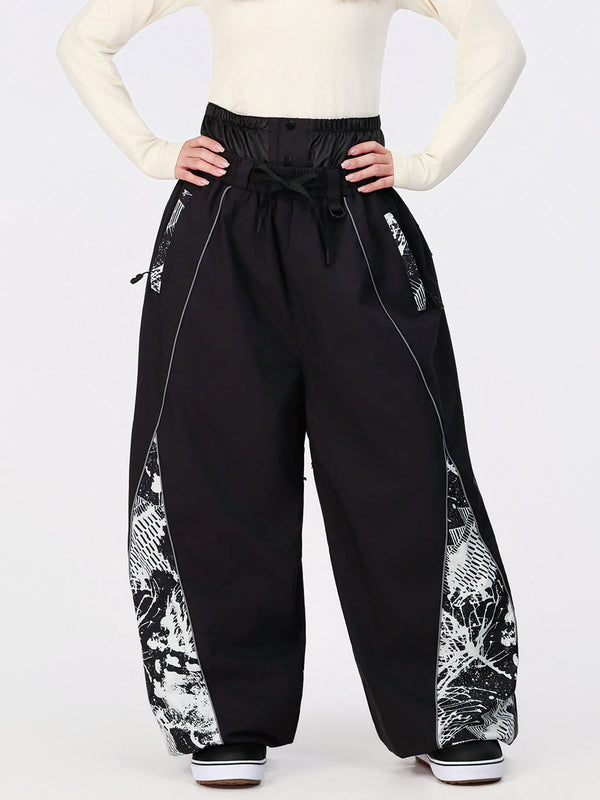Women's Hyper Flux Color Graffiti Panel Reflective Line Jogger Baggy Snow Pants