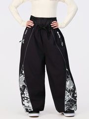 Women's Hyper Flux Color Graffiti Panel Reflective Line Jogger Baggy Snow Pants