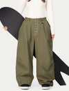 Women's Raw Utility Rivet Workwear Denim Snow Pants – Double Back Pocket Oversized Fit