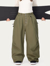 Women's Raw Utility Rivet Workwear Denim Snow Pants – Double Back Pocket Oversized Fit