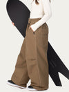 Women's Raw Utility Rivet Workwear Denim Snow Pants – Double Back Pocket Oversized Fit