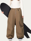 Women's Raw Utility Rivet Workwear Denim Snow Pants – Double Back Pocket Oversized Fit